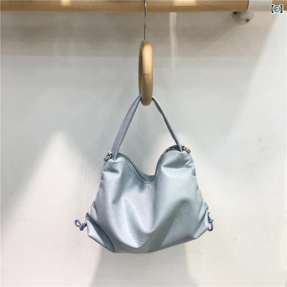Drawstring Pleated Cloud Shoulder Bag Soft Leather - image 5